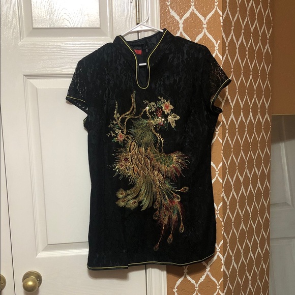 Chic Black Embroidered Women's Blouse - Picture 1 of 1